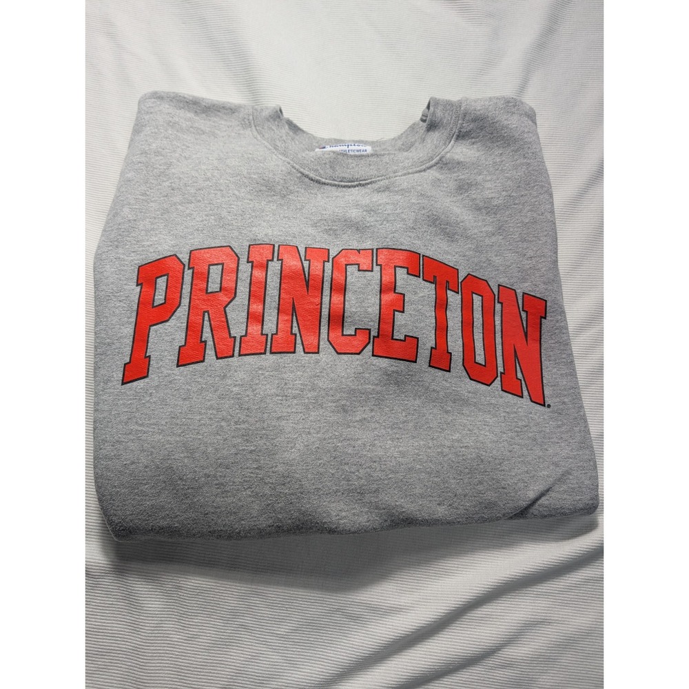 Champion Princeton University Sweatshirt Mens 2XL Gray Orange Crewneck Pullover
